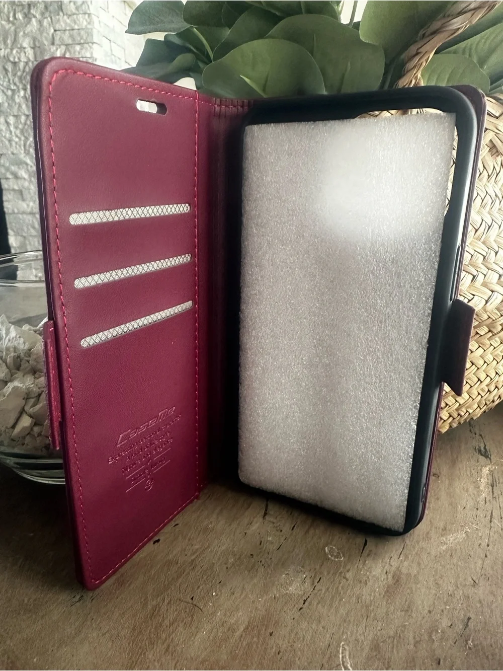 iPhone 14 Pro Max Wallet Case Folio Magnetic Leather Flip Cover NEW Burgundy Red
